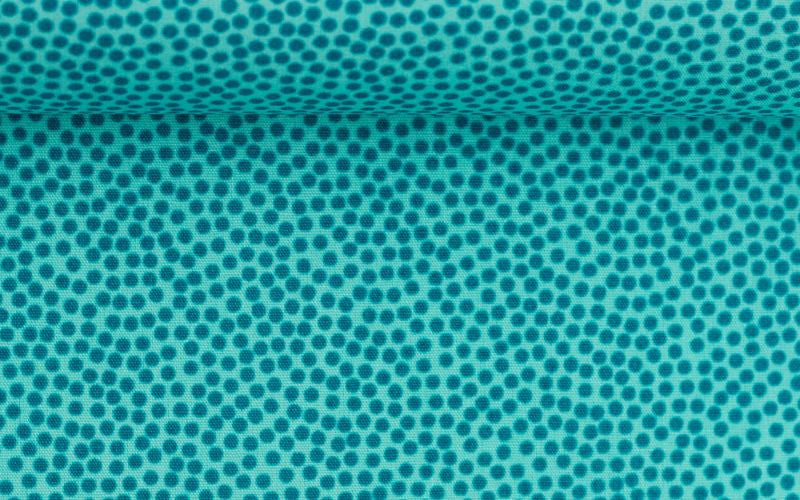 Popelín Algodón Topitos Bicolor Turquesa