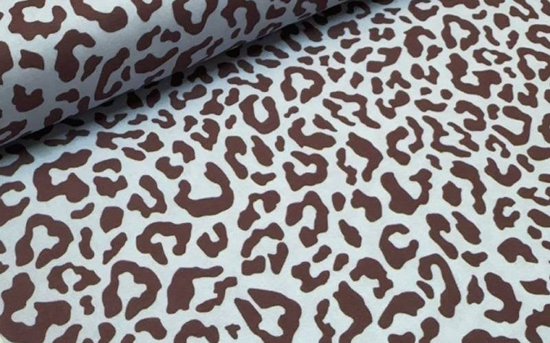 Leopard Cotton Light Blue Brown