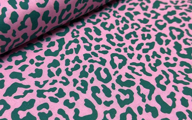 Cotton Leopard Pink Green