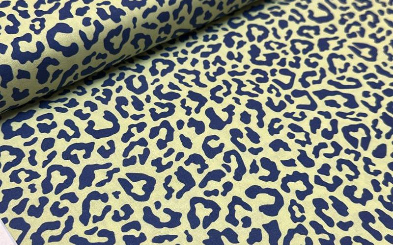 Cotton Leopard Lime Denim