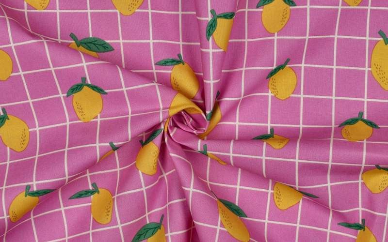 Tela impermeable Limones Rosa