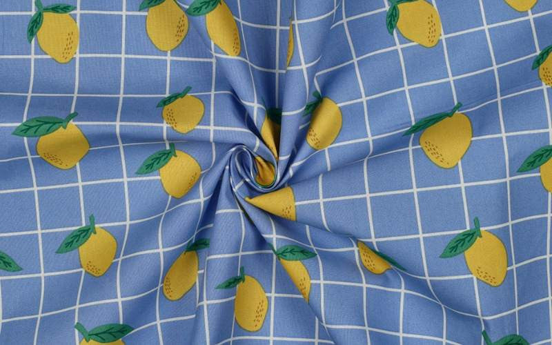 Tela impermeable Limones Azul