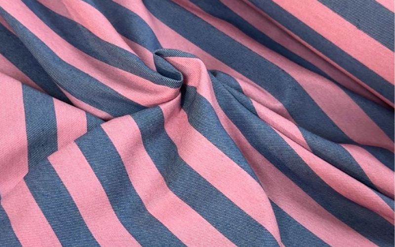 Pink Striped Denim Twill Canvas
