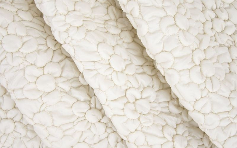 Floral Print Quilted Throw in Ecru