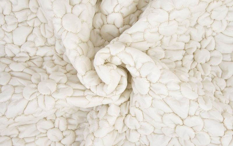 Floral Print Quilted Throw in Ecru