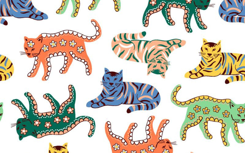 Popelín Algodón Gatos colores