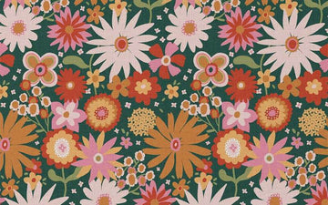 Popelín Algodón Flor Naranjas
