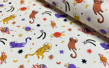 Popelín Algodón Gatos Galaxia