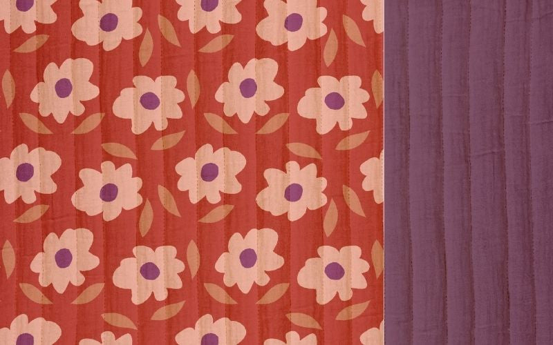 Acolchado Doble Cara Flor Morado