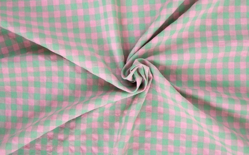 Vichy Seersucker Katia Verde y Rosa