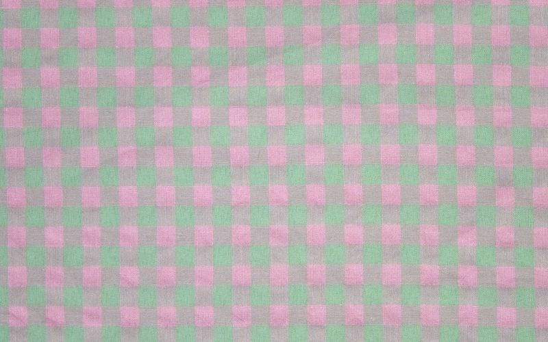 Vichy Seersucker Katia Verde y Rosa