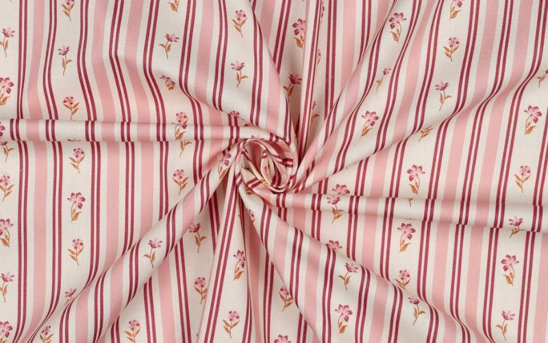 Fine Poplin Flower Stripe Pink