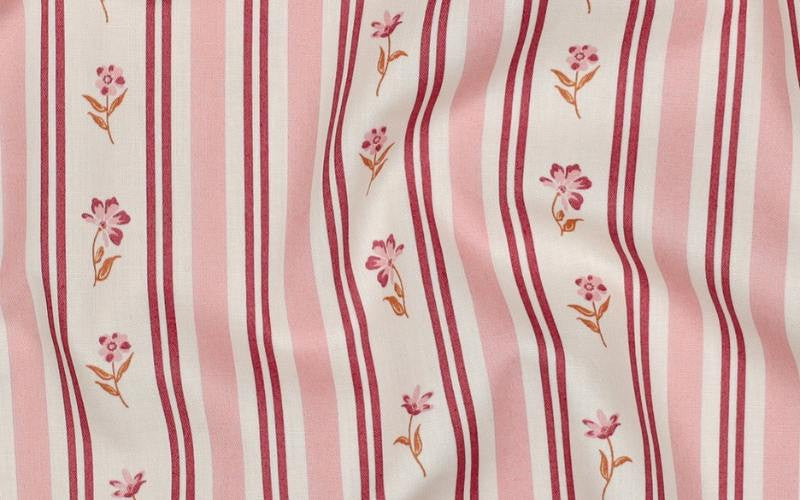 Fine Poplin Flower Stripe Pink