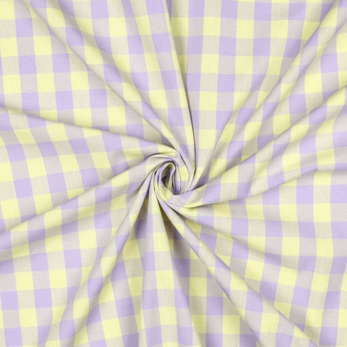 Algodón Cuadro Vichy Lila Amarillo