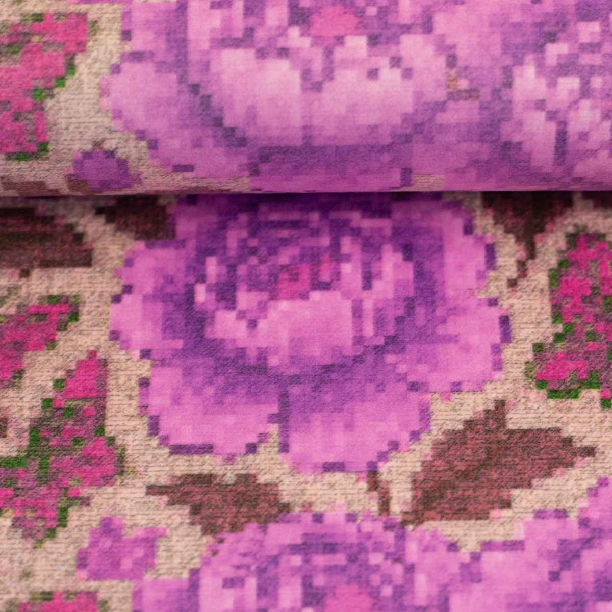 Tejido Polar Flor Píxel Rosa