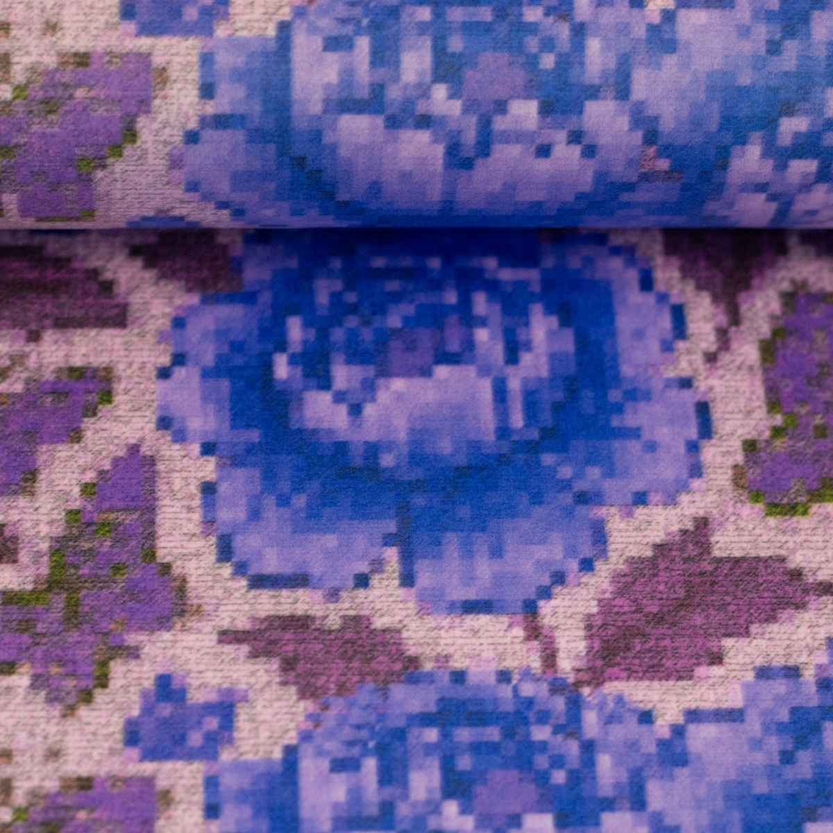 Tejido Polar Flor Píxel Azul