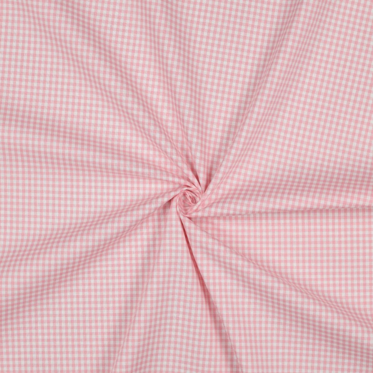 Popelín Algodón Vichy Rosa Pastel